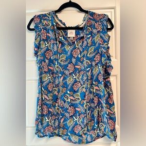 Knox Rose Vibrant Blue Floral Blouse